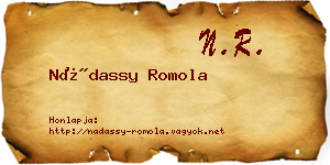 Nádassy Romola névjegykártya